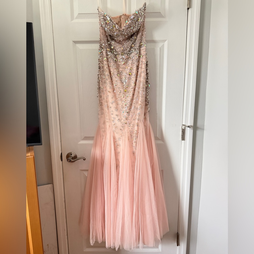 Blush Pink beaded Embellished corset Tulle Gown prom dress